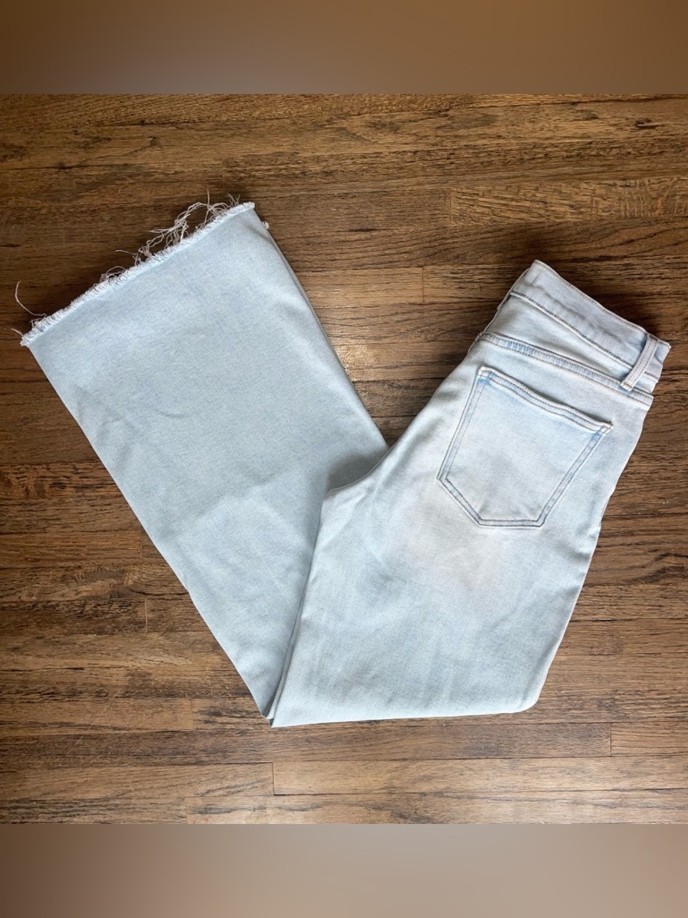 Just USA Light Blue Wide Leg Jeans with Frayed Hem
